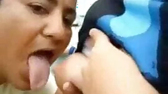 Amateur horny aunty sucking tits not at home