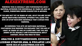 Anal Yen & Dirtygardengirl extreme lesbian strapon sex & anal prolapse at a loss for words