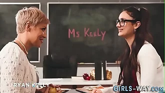 Busty blonde lesbian teacher